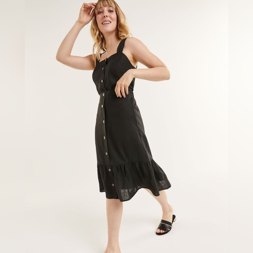 Linen-Blend Skirt  With Elastic Waistband